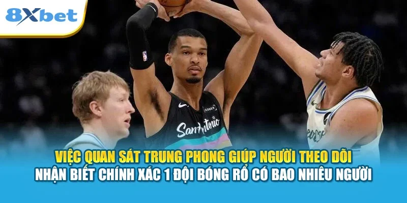 Việc quan sát trung phong giúp người theo dõi nhận biết chính xác 1 đội bóng rổ có bao nhiêu người